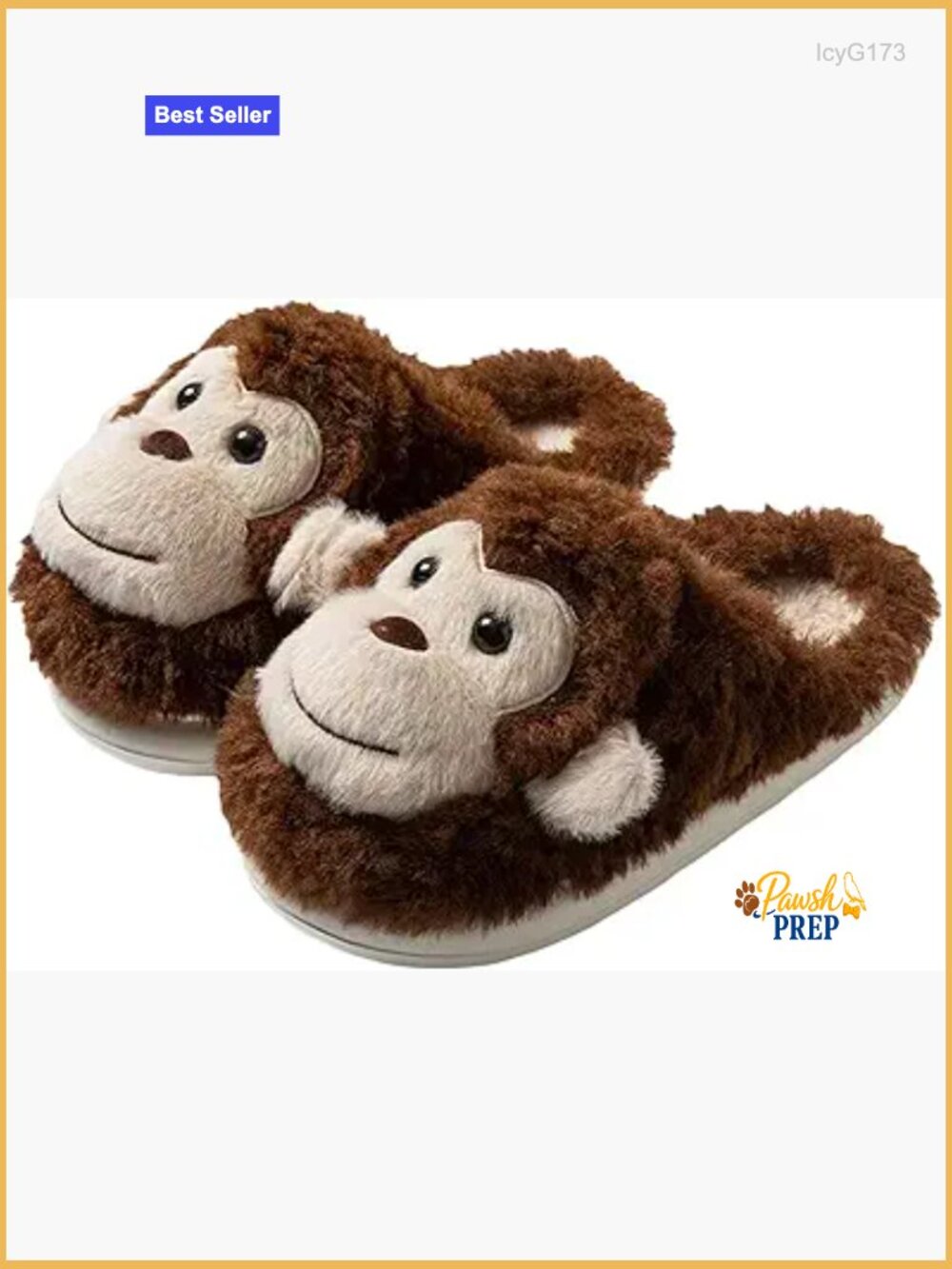 Cute Monkey Plush Slippers Warm Memory Foam Non-Slip Indoor Shoes